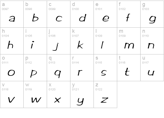 Marlo Italic lowercase a-z preview