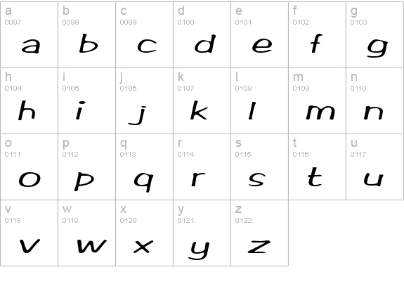 MarloExtended Bold Italic lowercase a-z preview