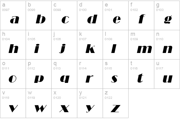 Marquee Italic lowercase a-z preview