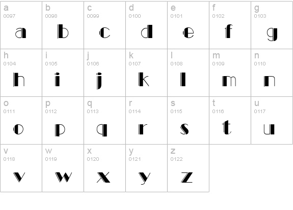 MarqueeEngraved Regular lowercase a-z preview