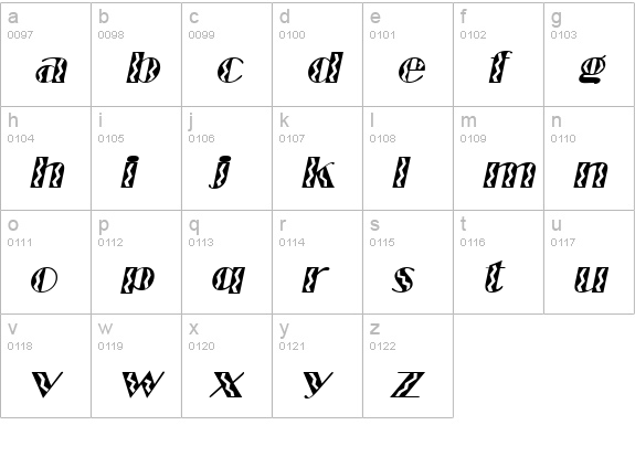 MarqueeFlash Italic lowercase a-z preview