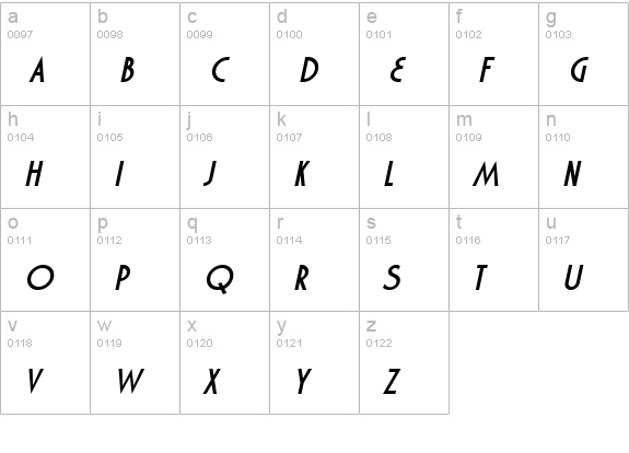 Marquisette BTN BoldOblique lowercase a-z preview