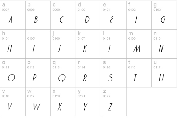 Marquisette BTN Light Oblique lowercase a-z preview