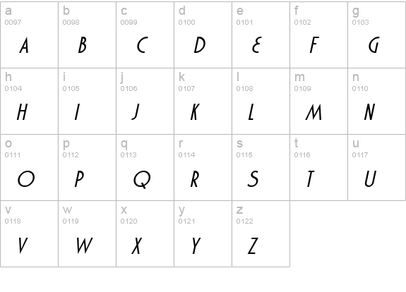 Marquisette BTN Oblique lowercase a-z preview