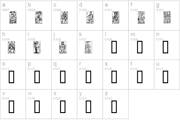 Marseille Tarot A lowercase a-z preview