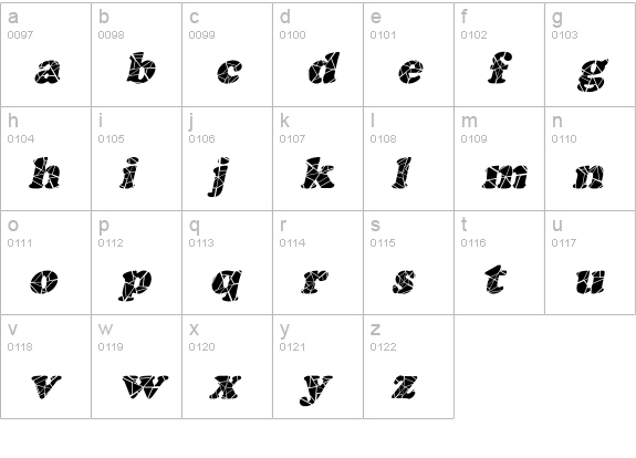 Marshmallow Cracked Italic lowercase a-z preview