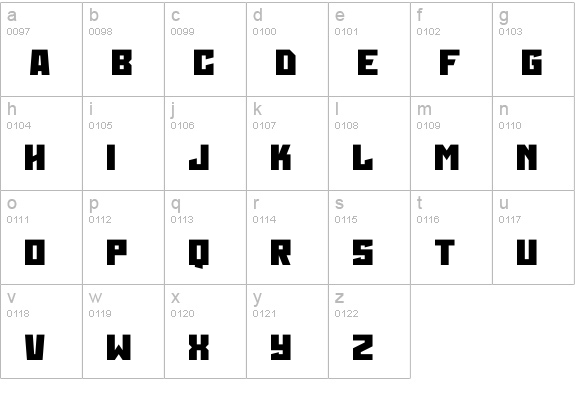 Martian Wars lowercase a-z preview