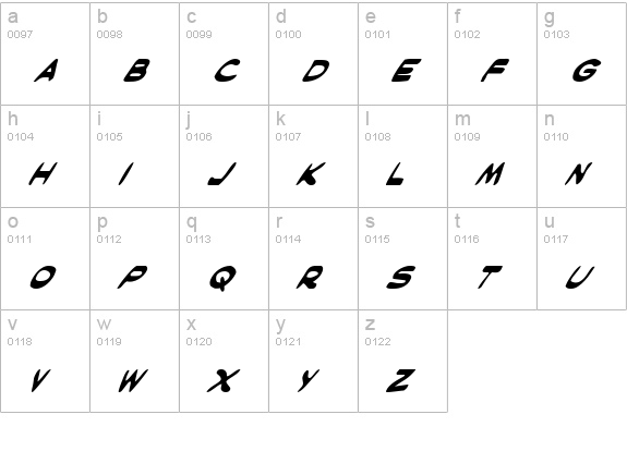 Masked Marvel Italic lowercase a-z preview