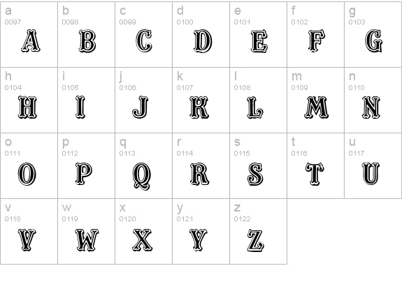 Masquerade lowercase a-z preview