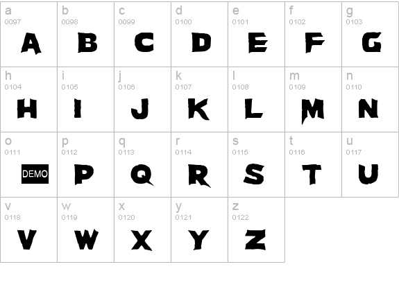 Massacre DEMO lowercase a-z preview