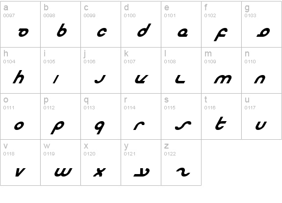 Masterdom Bold Italic lowercase a-z preview