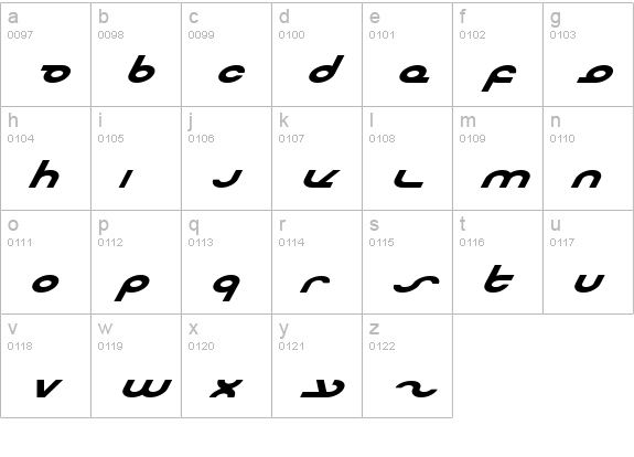 Masterdom Exp Bold Italic lowercase a-z preview
