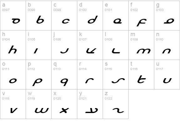 Masterdom Exp Italic lowercase a-z preview