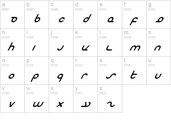 Masterdom Italic lowercase a-z preview