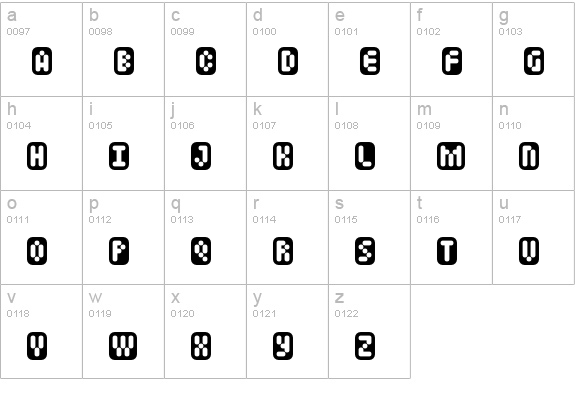 Mastertext-Boxed lowercase a-z preview