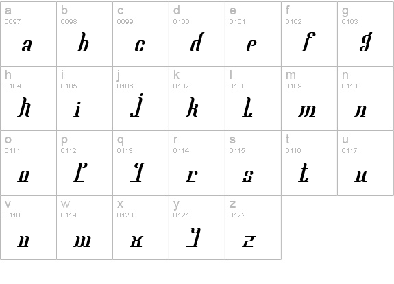 Mata Hari Parisienne Italic lowercase a-z preview