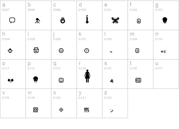 Matica-Dingbats lowercase a-z preview