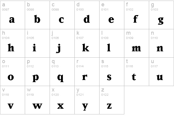 MatrixExtraBold lowercase a-z preview