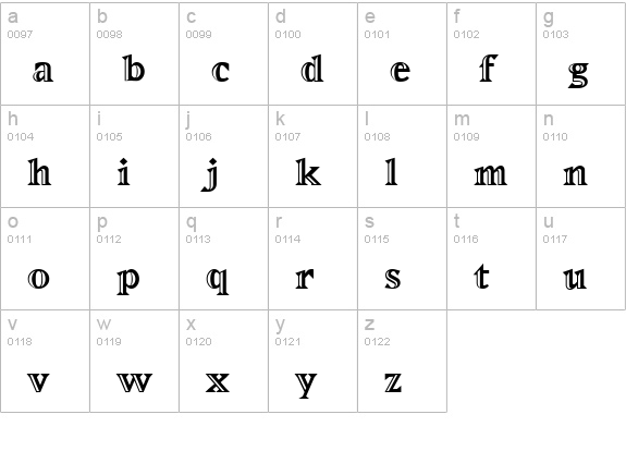 MatrixInlineExtraBoldOldstyle Bold lowercase a-z preview