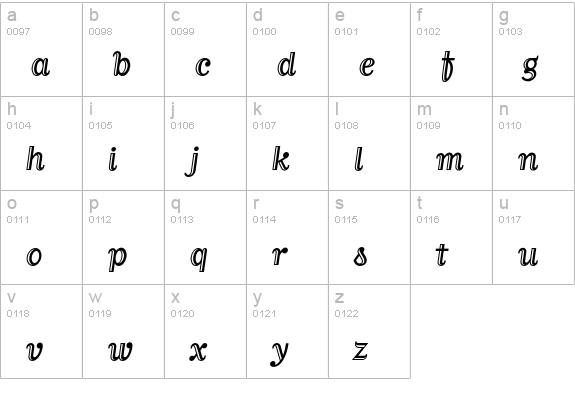 MatrixInlineScriptLining lowercase a-z preview