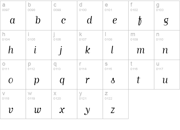 MatrixScriptBookLining Regular lowercase a-z preview