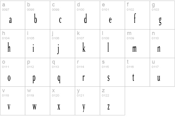 MatrixTall lowercase a-z preview