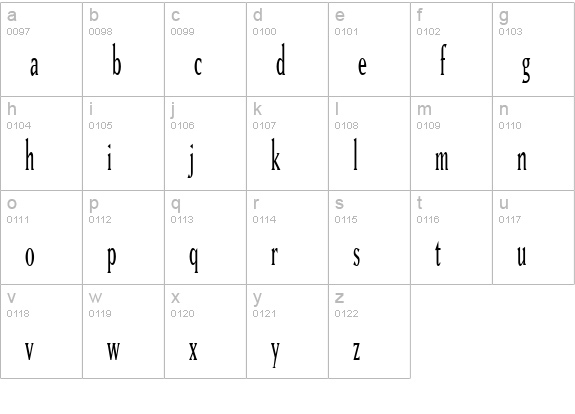 MatrixTallOldstyle Regular lowercase a-z preview
