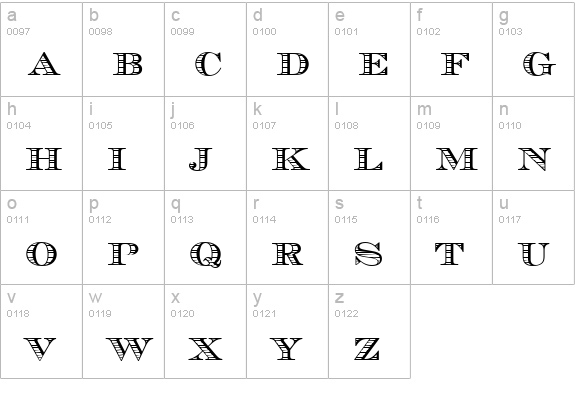 Maurice-Stripes-Regular lowercase a-z preview