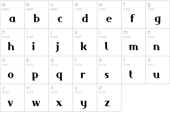 Maverick-Bold lowercase a-z preview