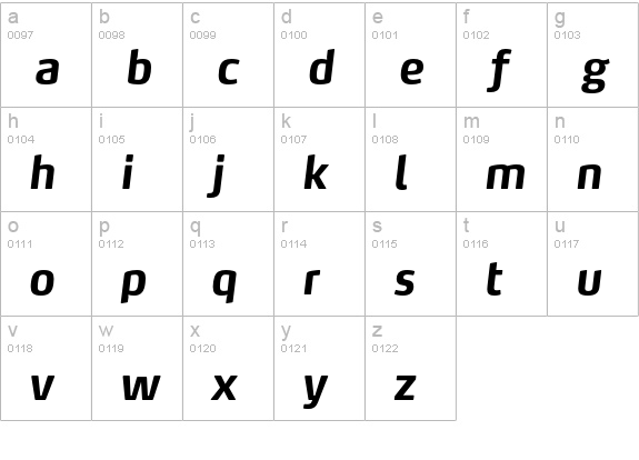 MaxTF-BoldItalic lowercase a-z preview