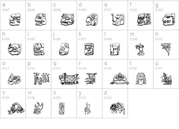 Mayan lowercase a-z preview