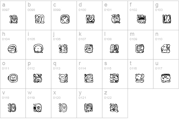 Mayan Dingbats lowercase a-z preview