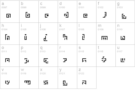 Maze91 lowercase a-z preview