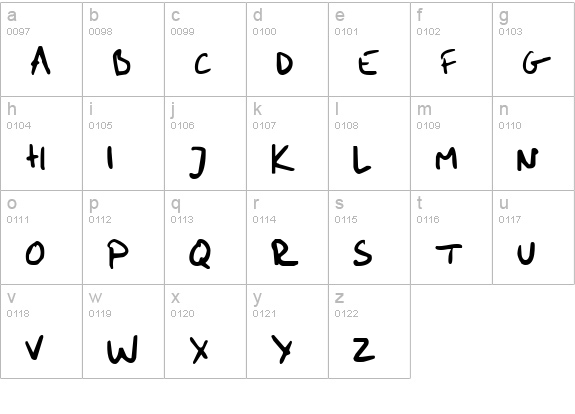 me handwritin Bold lowercase a-z preview