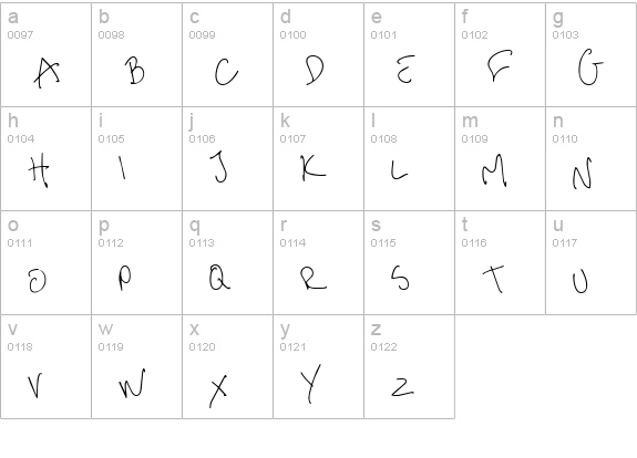 me handwritin Thin lowercase a-z preview