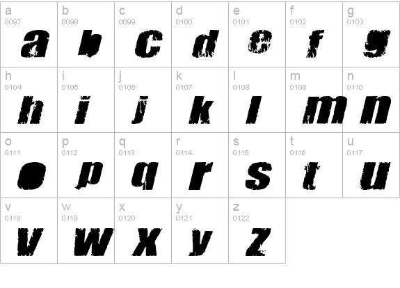 Meanies Thick lowercase a-z preview