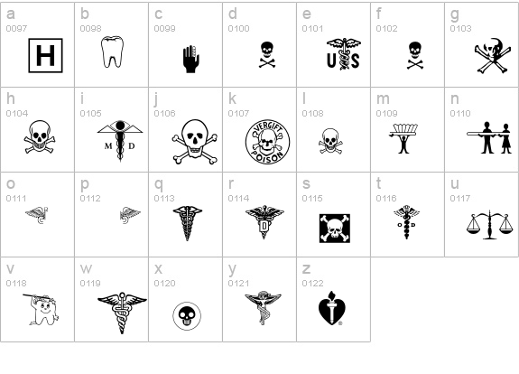 MedicalPharmaceuticalP01 lowercase a-z preview
