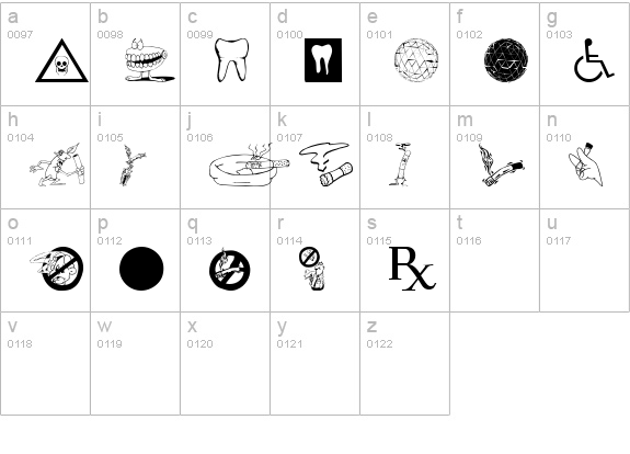 Medicobats lowercase a-z preview