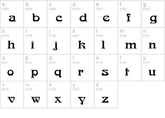 Medusa lowercase a-z preview