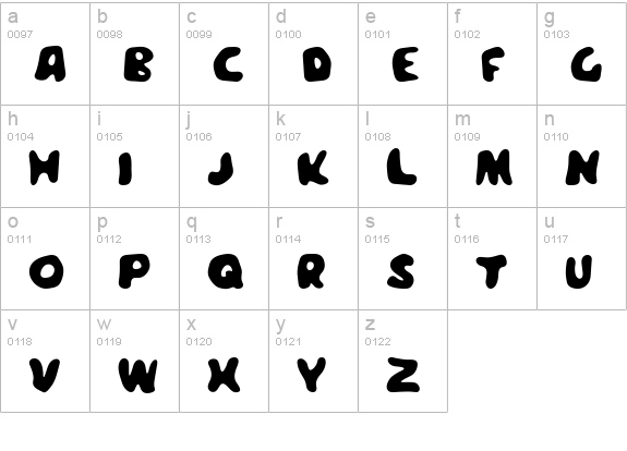 Meegoreng lowercase a-z preview