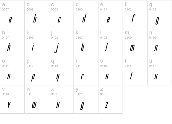 Mekanik Std Italic lowercase a-z preview