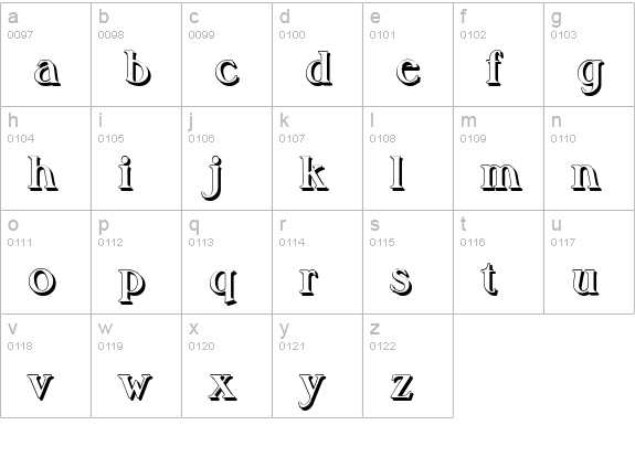 MelbourneShadow-Bold lowercase a-z preview