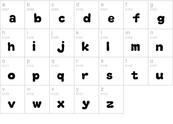 Melt-LV1 lowercase a-z preview