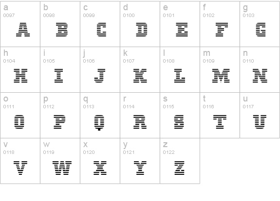 MeninBlue lowercase a-z preview