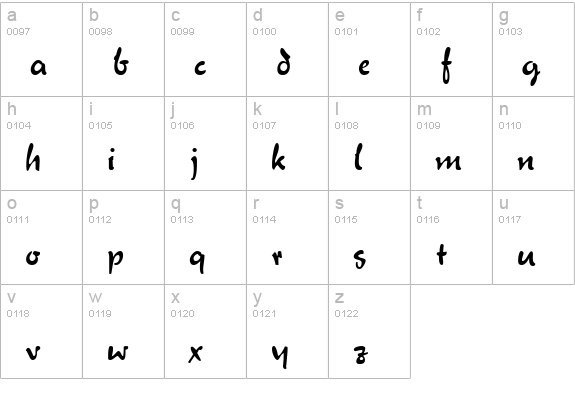 Menthol Regular lowercase a-z preview