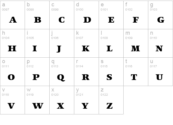 Mentor Black SC lowercase a-z preview