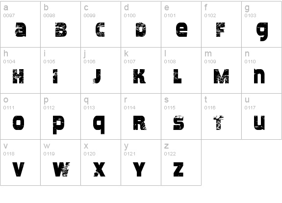 Meposa Stamp lowercase a-z preview