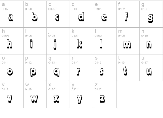 MeppDisplayShadow lowercase a-z preview