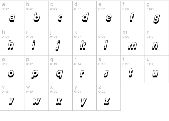 MeppDisplayShadow Italic lowercase a-z preview