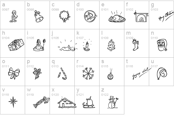 Merry Christmas Dings lowercase a-z preview
